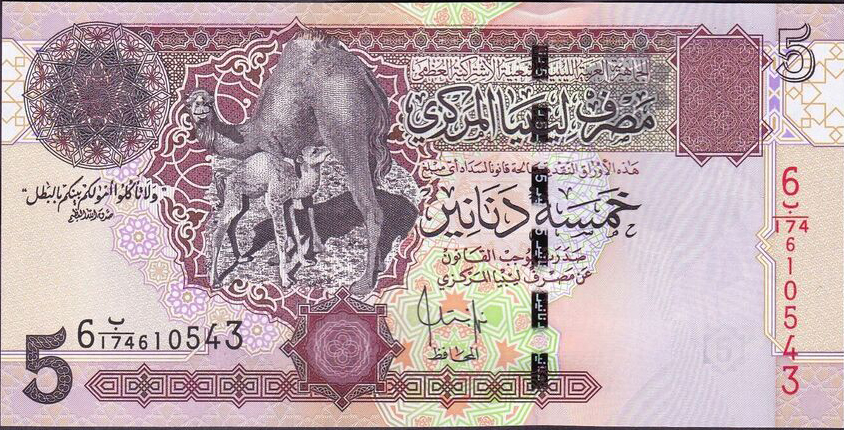 Libya 5 dinars 2008 P69b
