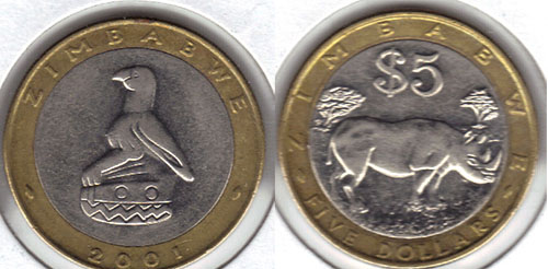 Zimbabwe 5 dollars, 2001