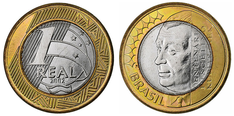 Brazil 1 real, 2002 100th Anniversary - Birth of Juscelino Kubitschek de Oliveira