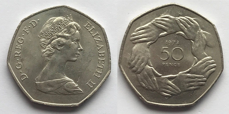 UK 50 Pence 1973 KM# 918