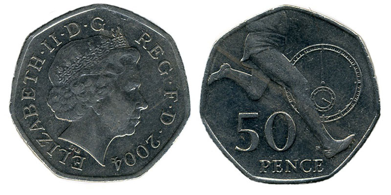 50 Pence - Elizabeth II 4th portrait; Four Minute Mile