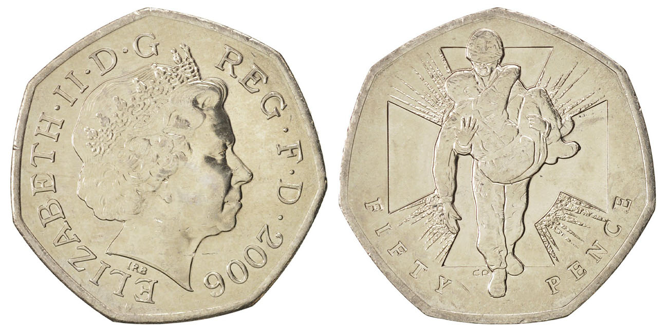 50 Pence - Elizabeth II 4th portrait; Victoria Cross, soldier