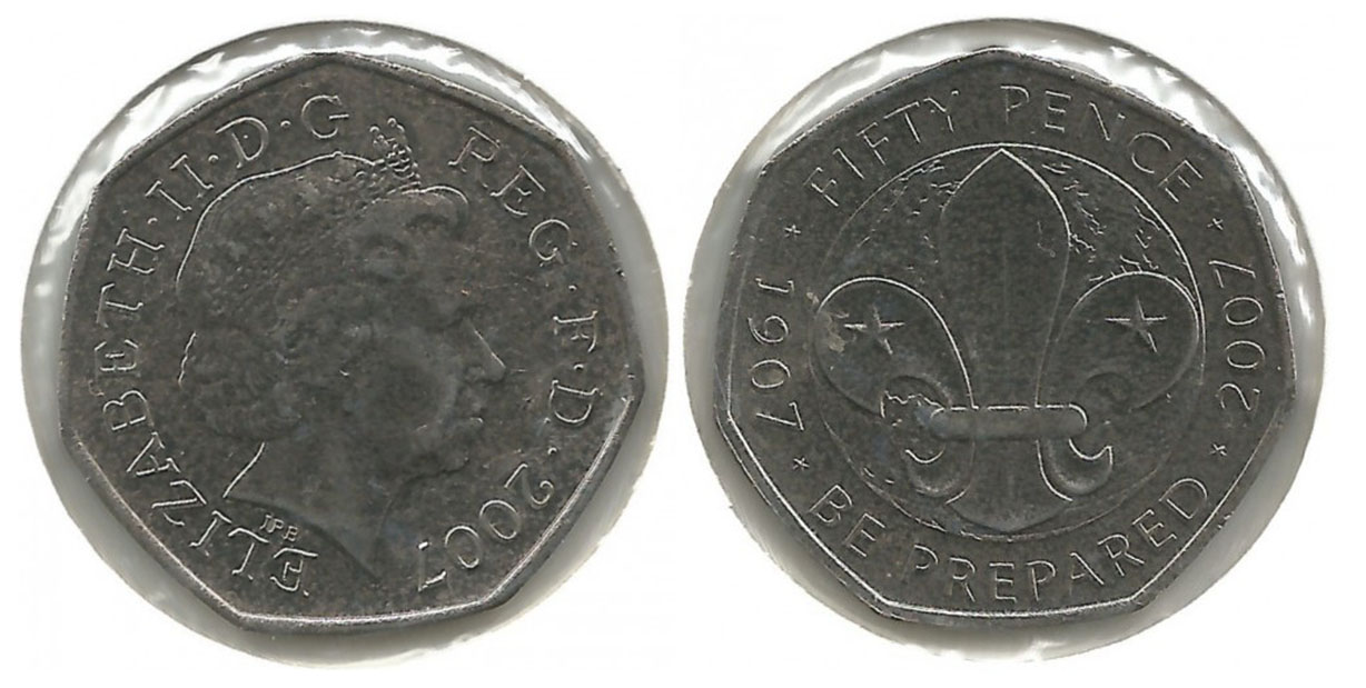 50 Pence - Elizabeth II 4th portrait; Scouting Movement